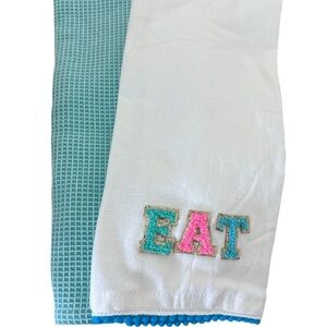 Colorful Kitchen Towel with 'EAT'‎ Embroidery